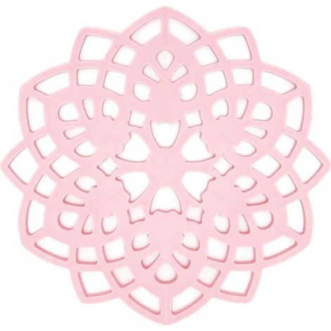 Dessous De Plat en Silicone,Tapis De Dessous De Plat,Tapis De Table en Silicone,Tapis Résistants à la Chaleur,Tapis De Table Rose Coussin D'isolation Thermique Creux Tasse Bol Porte Pot Set (1/5)