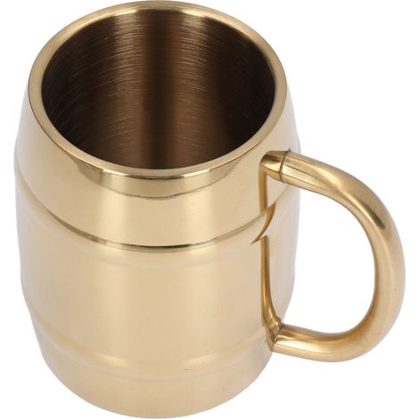 Lot double paroi en acier inoxydable doré, tasse café bière thé 420ml avec poignée isolante anti-brûlure (1/5)