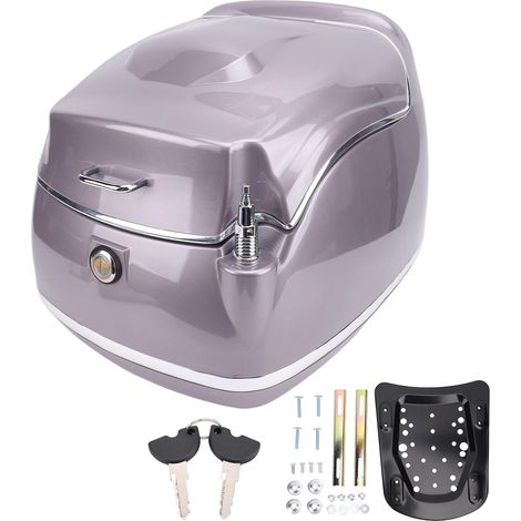 Top case moto arrière serrure clé 38L rétro – Étanche universel vélos électriques scooters brun élégant, rangement (1/5)
