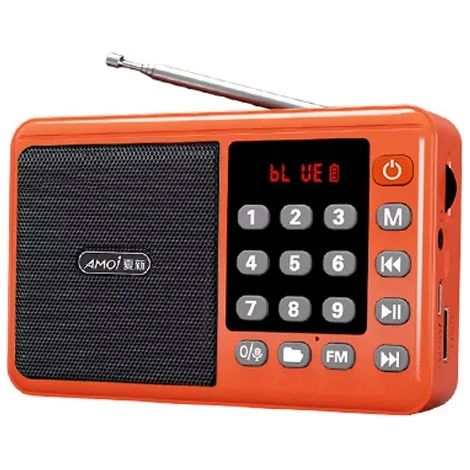 (Orange) Mini radio FM - Affichage LED - Enceinte Bluetooth sans fil - USB - Carte TF - Fonction enregistrement (1/5)