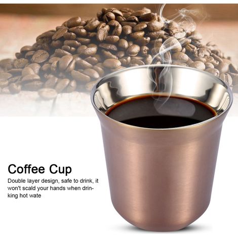 Tasse à café/bière/thé à double paroi en acier inoxydable 85 ml pour bouteille (rose doré) (1/5)