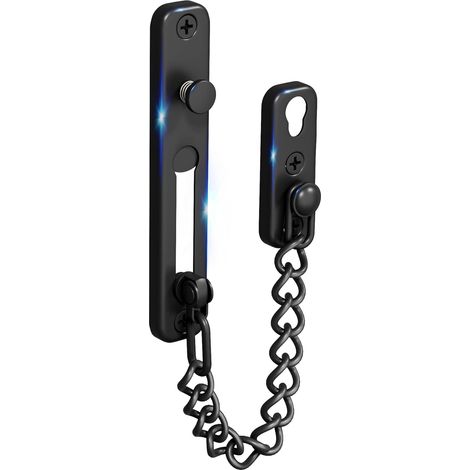 Chaîne de Porte de Sécurité Limiteur de Porte Étroit Verrou de Porte Anti-Vol à Ressort avec Vis pour Porte Interne à Domicile, Finition Noire Matte en Acier Inoxydable, EFD9000-B (1/5)
