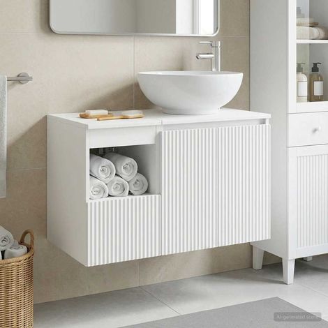 vidaXL Juego de muebles de baño 2 uds. Blanco Madera de ingeniería (1/5)
