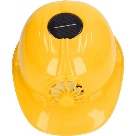 Casque de chantier avec ventilateur solaire intégré, casque de sécurité ventilé en plastique, casque rigide respirant avec doublure amovible pour travaux extérieurs d'été sur les chantiers de construc (1/5)