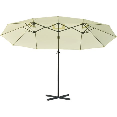 Parasol double inclinable avec manivelle 270x445x260 cm Beige