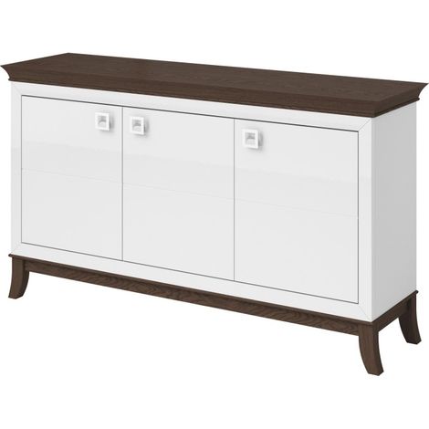 Buffet diseño 160cm para salón color blanco y roble oscuro, colección PALACE.