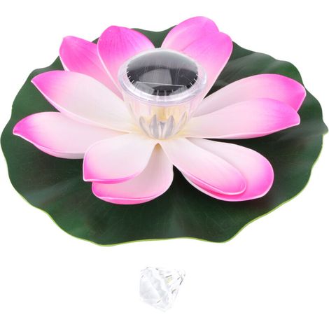 Lumières de piscine d'étang solaire LED couleur changeante fleur de lotus étanche flottante LampPink (1/5)
