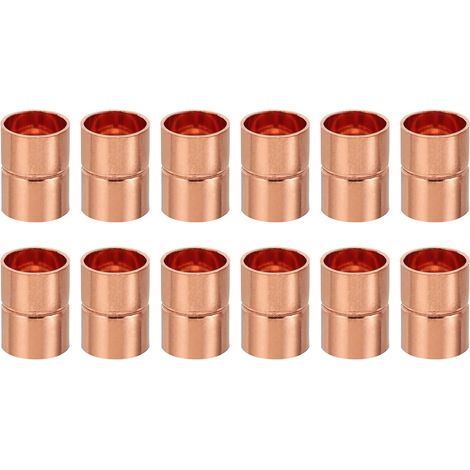 8pcs Manchons à Souder en Cuivre, 6.35mm Raccords de Couplage Tuyau, Raccord Tuyauterie Droit pour Raccordements Plomberie HVAC Climatisation Chauffage Réseaux, Épaisseur 0.8mm - 1/2 pouce (1/5)