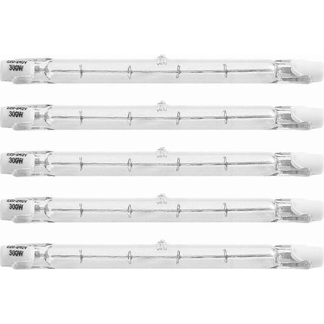 Lot de 5 ampoules halogènes R7S 118 mm, lampes linéaires à intensité variable 300 W 230 V pour l'éclairage de chantier (1/5)