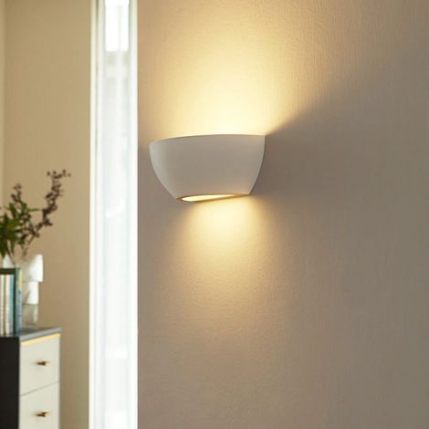 [NEUWERTIG] B-Ware Lindby Wandlampe Wandleuchte Jimmy LED dimmbar Gips weiß 24,5x9,5cm IP20 Lampe (1/2)