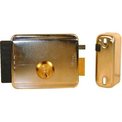 Serrure électrique droite à pêne rentrant avec cylindre rond 60 mm - 12V V97D