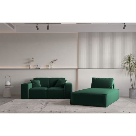Sofa Set 2-teilig Sezlong und Sofa 2-Sitzer CELES PREMIUM Stoff Opera Velvet Grün (1/4)