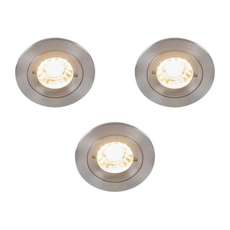 QAZQA Xena spot encastré - set de 3 - 8x8cm - IP44 - rond - acier (1/5)