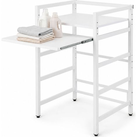 TolleTour Estantería para Lavadora con Balda Deslizante Mueble de Almacenamiento Lavadora Ajustable - Blanco (1/5)