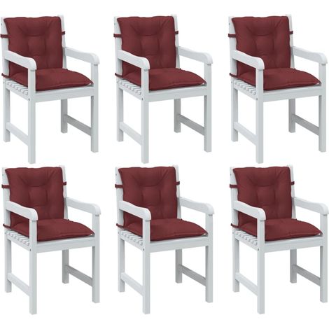 Coussins de chaise à dossier bas, lot de 6, polyester, rouge bordeaux mélangé - PANGIVO (1/5)