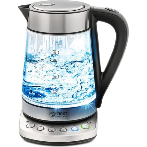 Bouilloire en verre 1,7 L, avec filtre anticalcaire, 2200 watts, éclairage intérieur, sans fil, protection anti-ébullition à sec, base de connexion 360° (1/5)