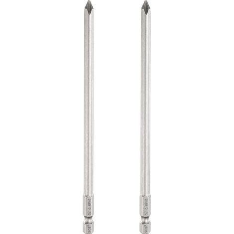 2Pcs Embouts PH1 1/4" Tige Hex 150mm Long Gris (1/5)