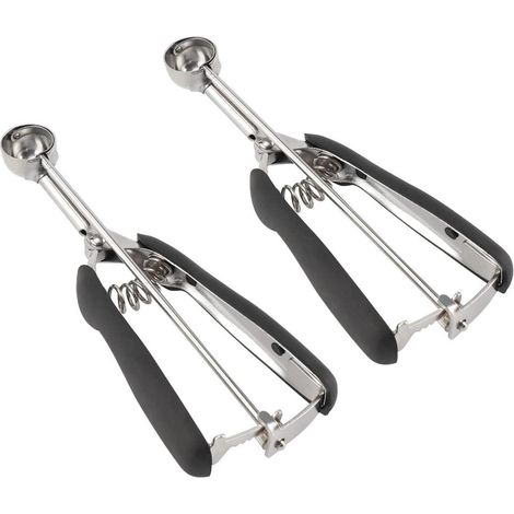 Keksschaufel Set 2 Teelöffel Edelstahl Auslöser Griffe 25mm+30mm (1/5)