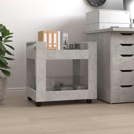vidaXL Chariot de bureau Gris béton 60x45x60 cm Bois d'ingénierie (1/5)