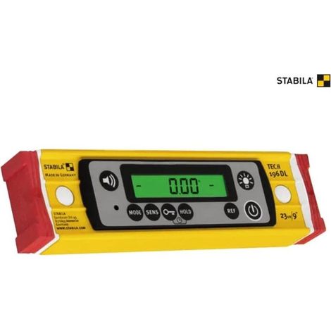Digital Electronic Level Tool TECH 196 DL 23cm Aluminum Yellow with ±0.5 mm/m Accuracy by STABILA