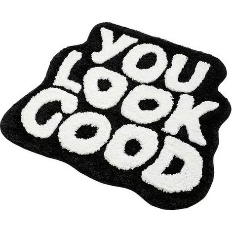 Tapis de bain « You Look Good », tapis de bain amusant, mignon, tapis de bain cool (noir) (1/5)