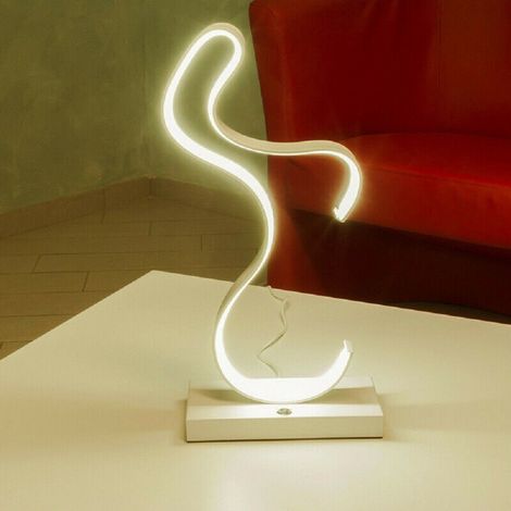 TrAdE Shop Traesio - Lampada Da Comodino Curva Lume 12w Lumino Moderno Luce Fredda Calda Naturale D03 - -Bianco Naturale - (1/3)