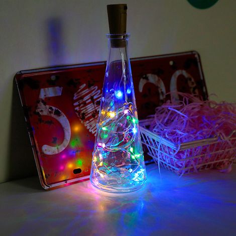 Guirlande LED Bouteille 2m 20LEDs Bouteille Lumineuse, LED Bouchon Bottle Light étanche Fil D'argent Flexible Décoration pour Partie, Mariage (6 pièces, Blanc Chaud) (1/4)