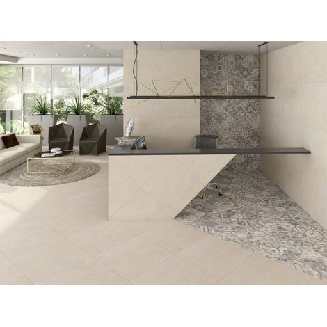 Aelle - Carrelage sol / mur effet béton beige 60x60 cm NASSAU CREMA - Vendu par boîte de 1,055 m²