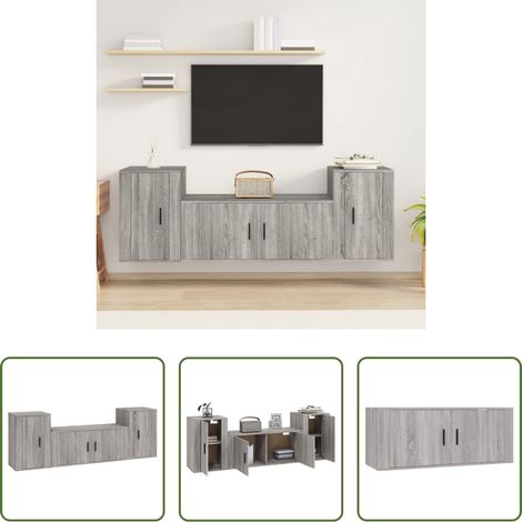 Ensemble de meubles TV - Ensemble de meubles TV 3 pcs Sonoma gris Bois d'ingénierie (1/5)