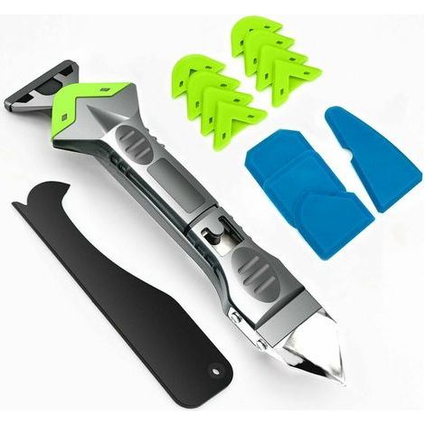 5 en 1 Lisseur Joint Silicone, Nouvelle Mise à Niveau grattoir d'angle de Colle de Verre de calfeutrage, grattoir de coulis d'outil de Finition de Mastic de Silicone (1/5)