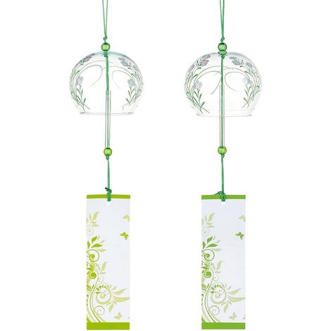 2 Carillon Éolien Japonais Clochettes à Vent en Verre Faites à la Main en Herbe D'Orchidée pour Cadeau de Mariage Ou de Festival Fenêtre de Jardin Décoration Extérieure Ou Intérieure (1/5)