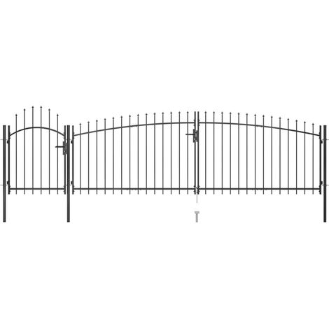Portail de clôture de jardin avec dessus en lance 5x1,75 m Noir (1/5)