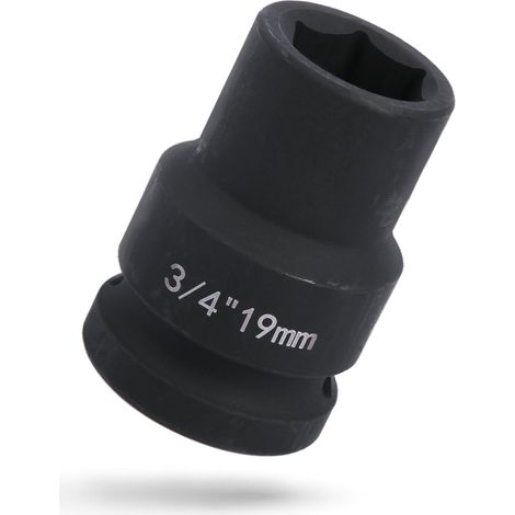 Douille 3/4" 19 mm, 6 pans (6 pans) en acier Cr-V, douille pour visseuse à percussion, qualité industrielle (1/5)