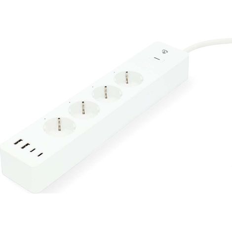 Nedis SmartLife Power Strip / 2x USB-A / 2x USB-C™ / 4x plug with earth contact (CEE 7/3) / 16.0 A / 3680 W / 2.00 m / 0 - 55 °C / Android™ / IOS / Weiss