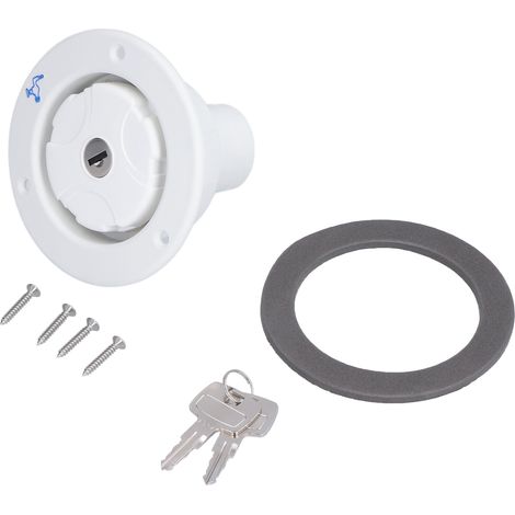 Bouche de remplissage d'eau avec clé, plastique PP blanc, pour camping-car, caravane et fourgon (1/5)