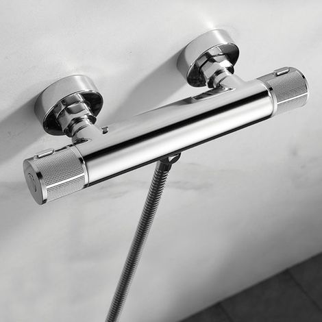 Kibath Grifo Columna Ducha con manetas grafiladas termostático ALON acabado CROMO brillo fabricado en latón (1/5)