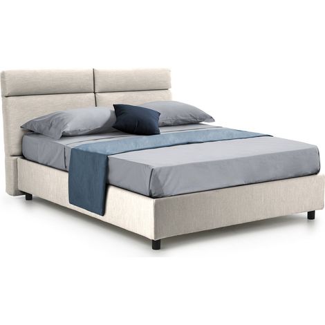 Letto Matrimoniale Annus, Letto Matrimoniale Materasso Incluso, Sfoderabile Made in Italy, Contenitore, Beige