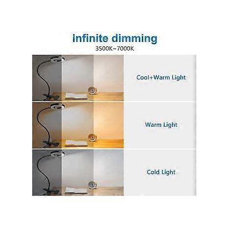 48-LED-Klemm-Schreibtischlampe, 360° flexibel, 3 Lichtmodi & 10 Helligkeitsstufen, USB-Anschluss, Schwarz