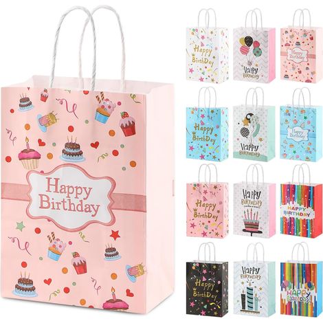 12 Sacs cadeau, papier kraft, poignées torsadées, anniversaire, décoration fête(Troisième trimestre : septembre) (1/5)