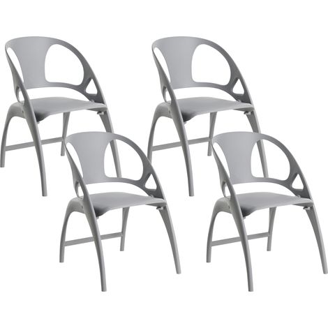 Conjunto de 4 sillas de comedor exterior modernas plegables ligeras de plástico gris Nemi (1/5)
