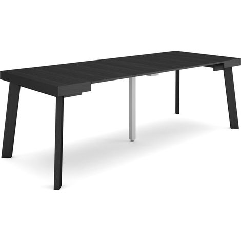 Skraut Home - Table console extensible, Console meuble, 220, Pour 10 personnes, Pieds en bois, Style moderne, Noir (1/5)