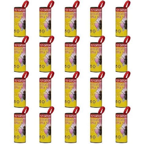 Lot de 20 bandes adhésives anti-mouches en papier, à suspendre à l'intérieur et à l'extérieur, piège à mouches des fruits, 4 (1/2)