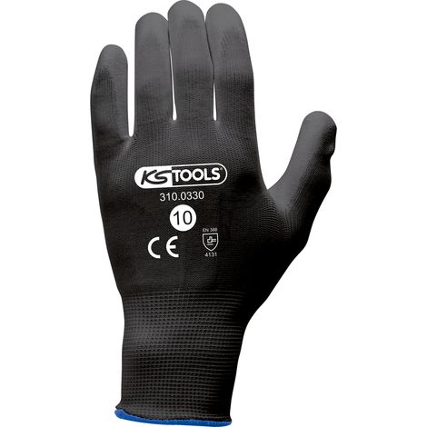 Box mit 12 Paar KS TOOLS Handschuhen - Mikrofasern - Schwarz - Größe XL - 310.0330 (1/2)