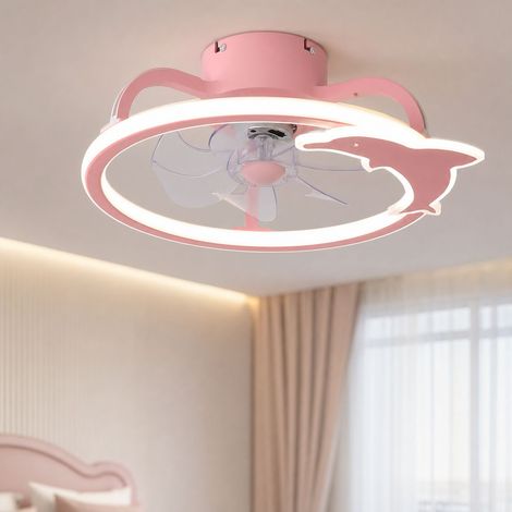 Ventilateur de plafond LED 50cm, moteur silencieux en cuivre, pales en acrylique, télécommande, lumière dimmable 3 couleurs (1/4)