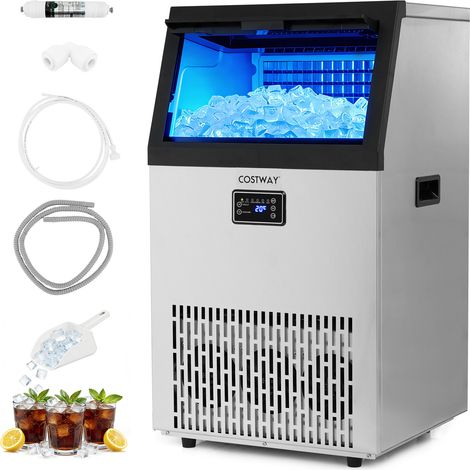 COSTWAY Commercial Ice Maker 54 kg/24H Stainless Steel Ice Machine Silver