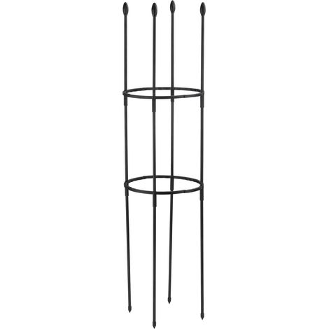 Tuteur pour Plantes Fibre de Verre - Support Stackable pour Pot (Φ22 x 85-160cm, Noir) - Kit 1 Support pour Fleurs et Jardins (1/5)