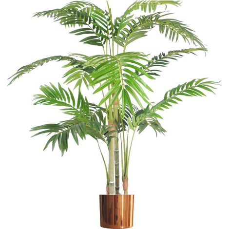 120cm (4ft) Realistic Artificial Areca Palm with pot with Copper Metal Planter (1/4)