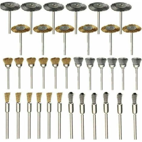 Pair Ensemble de 36 brosses métalliques en acier inoxydable pour perceuse et outils rotatifs. (1/5)