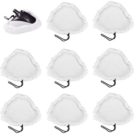8 Pack Steam Broom Replacement Cloths Microfiber Replacement Cloths Washable Floor Cloths Triangle Replacement Pads (White) (1/5)