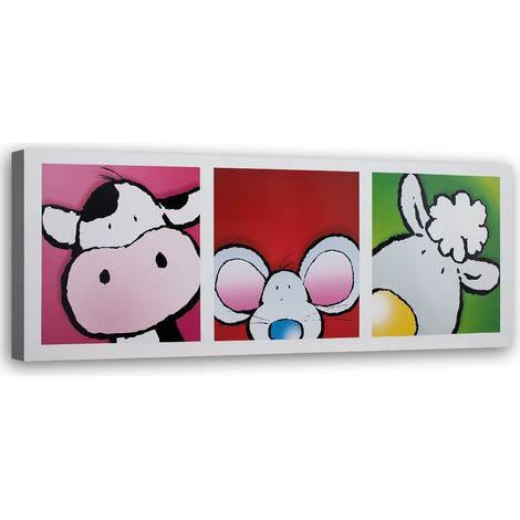 Tableau déco Vache Souris Mouton 90x30 (1/5)